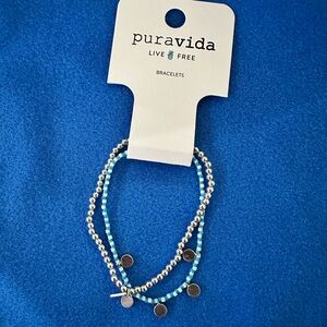 Pura Vida Blue and Silver Beaded Bracelets